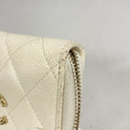 Chanel Coin Case Quilted Caviar Leather White Champagne Gold — view 5
