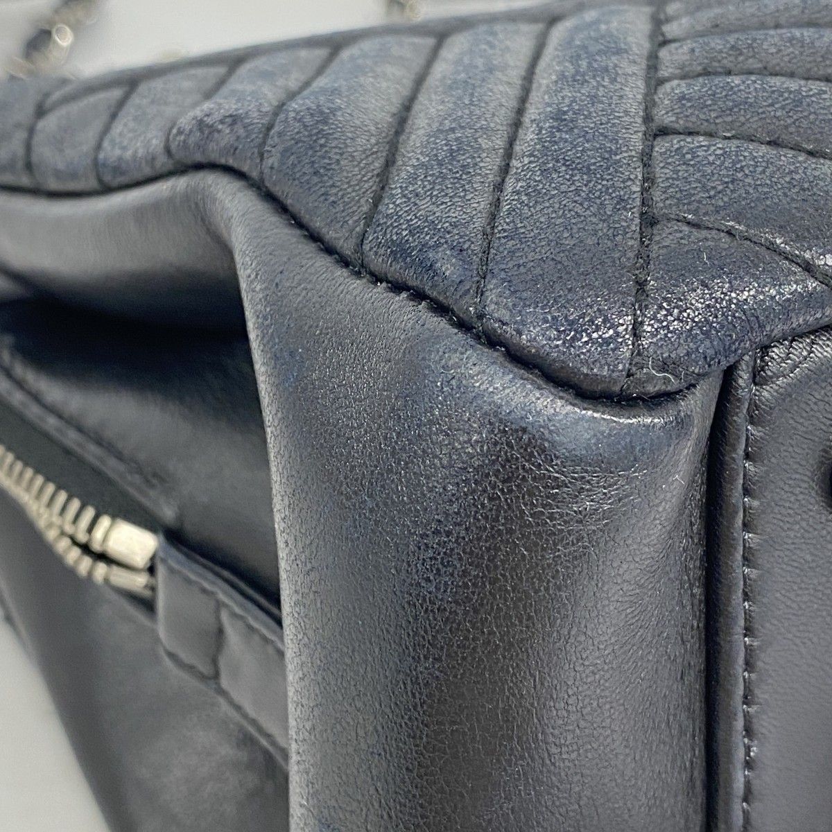 Chanel Shoulder Bag Chez Blanc Lambskin Black Silver — view 6