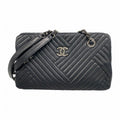 Chanel Shoulder Bag Chez Blanc Lambskin Black Silver