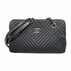 Chanel Shoulder Bag Chez Blanc Lambskin Black Silver