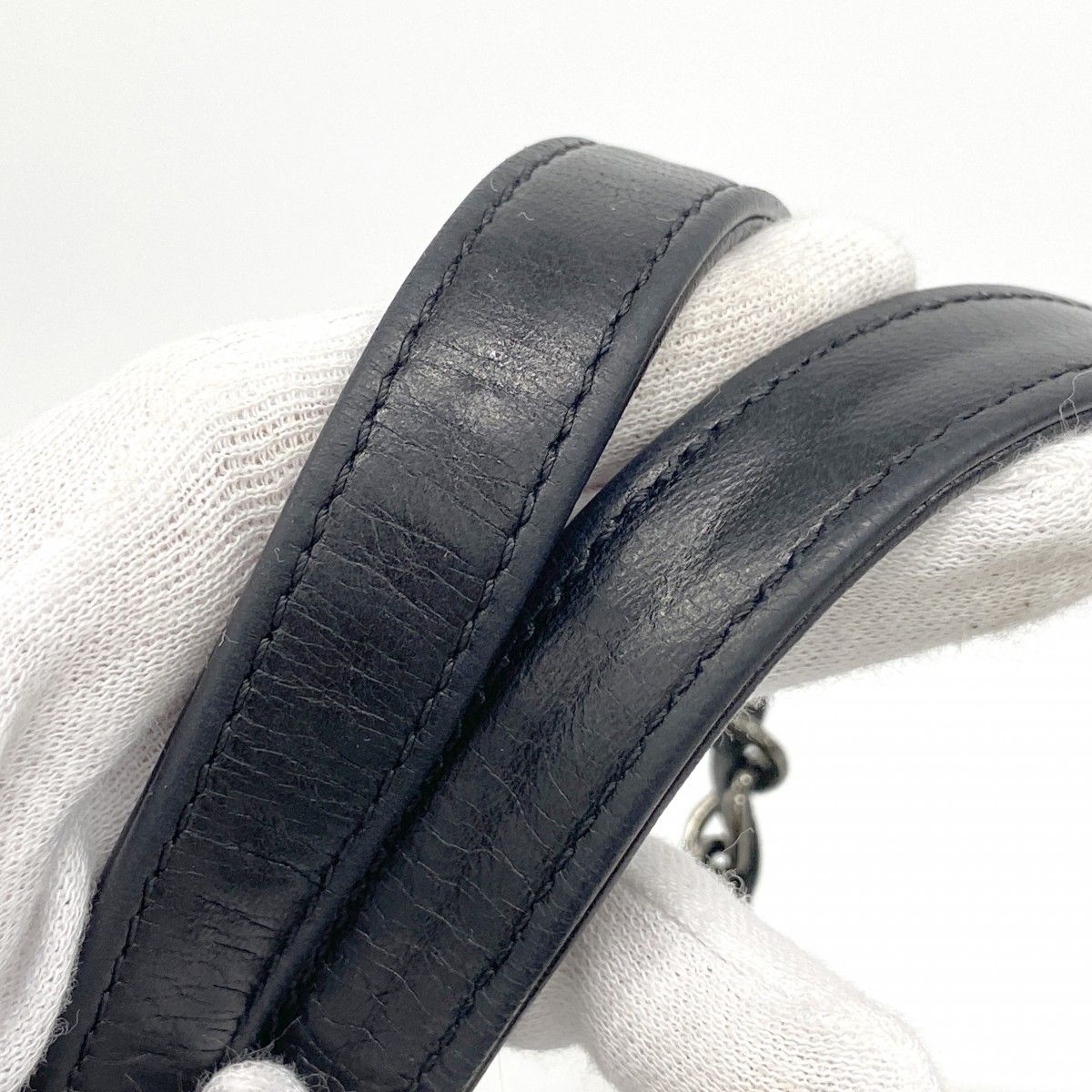 Chanel Shoulder Bag Chez Blanc Lambskin Black Silver — view 8