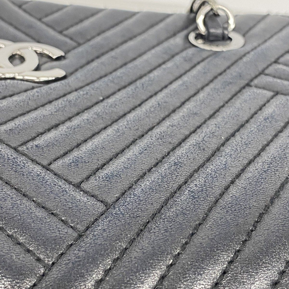 Chanel Shoulder Bag Chez Blanc Lambskin Black Silver — view 9