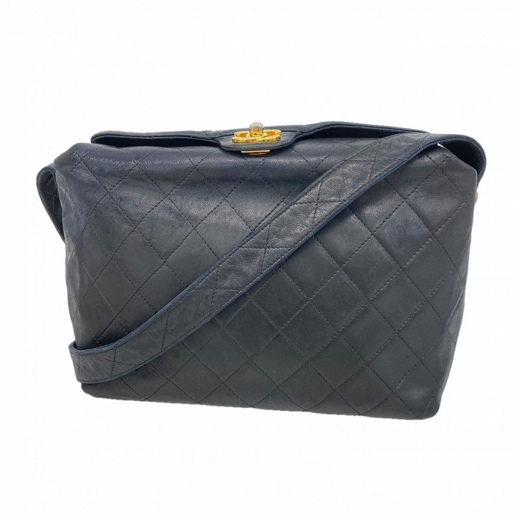Chanel Shoulder Bag Quilted Lambskin Black Gold