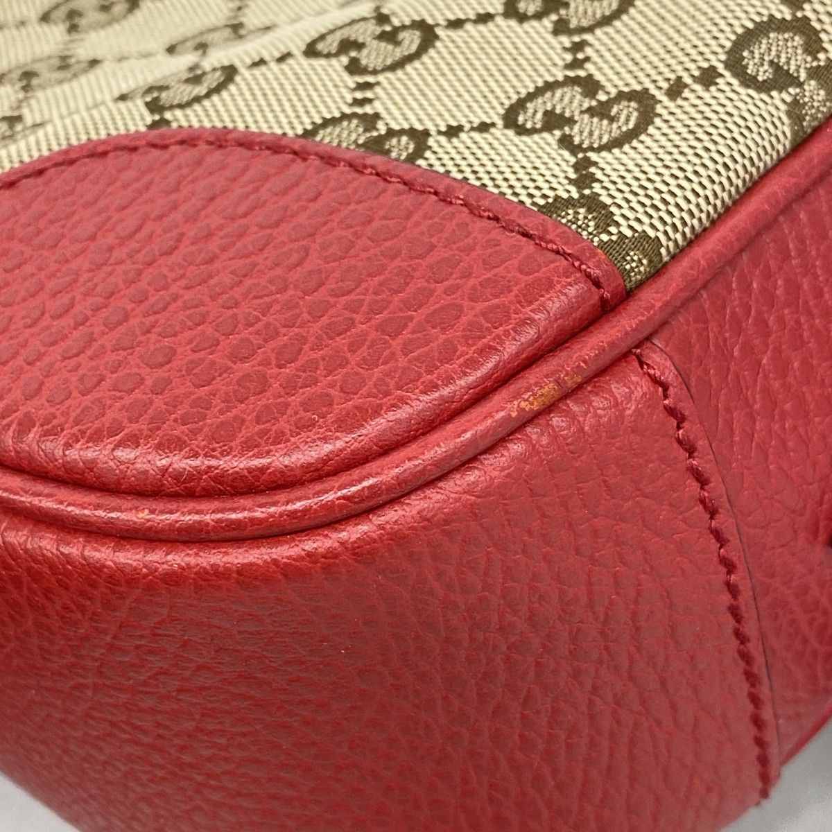 Gucci Shoulder Bag GG Canvas Beige Red Gold — view 6