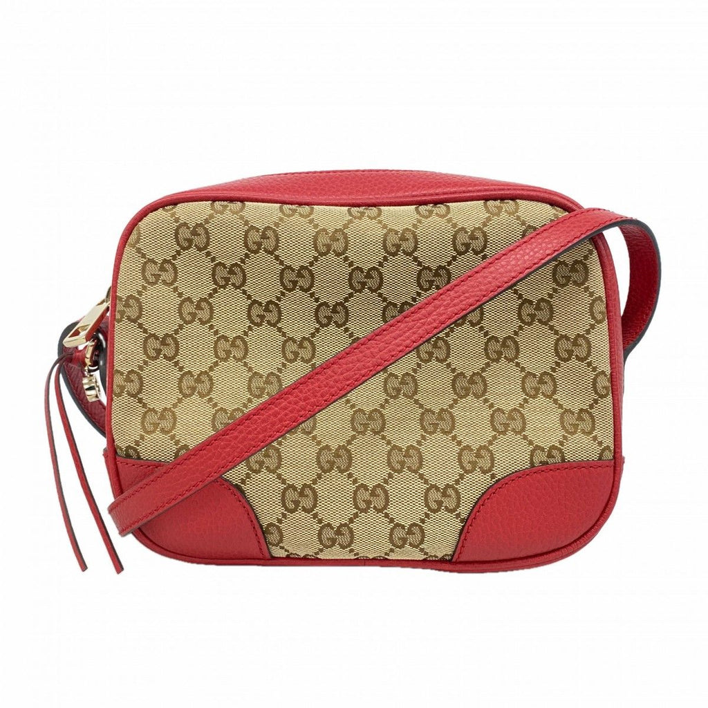 Gucci Shoulder Bag GG Canvas Beige Red Gold