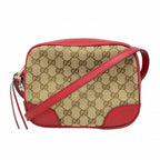 Gucci Shoulder Bag GG Canvas Beige Red Gold