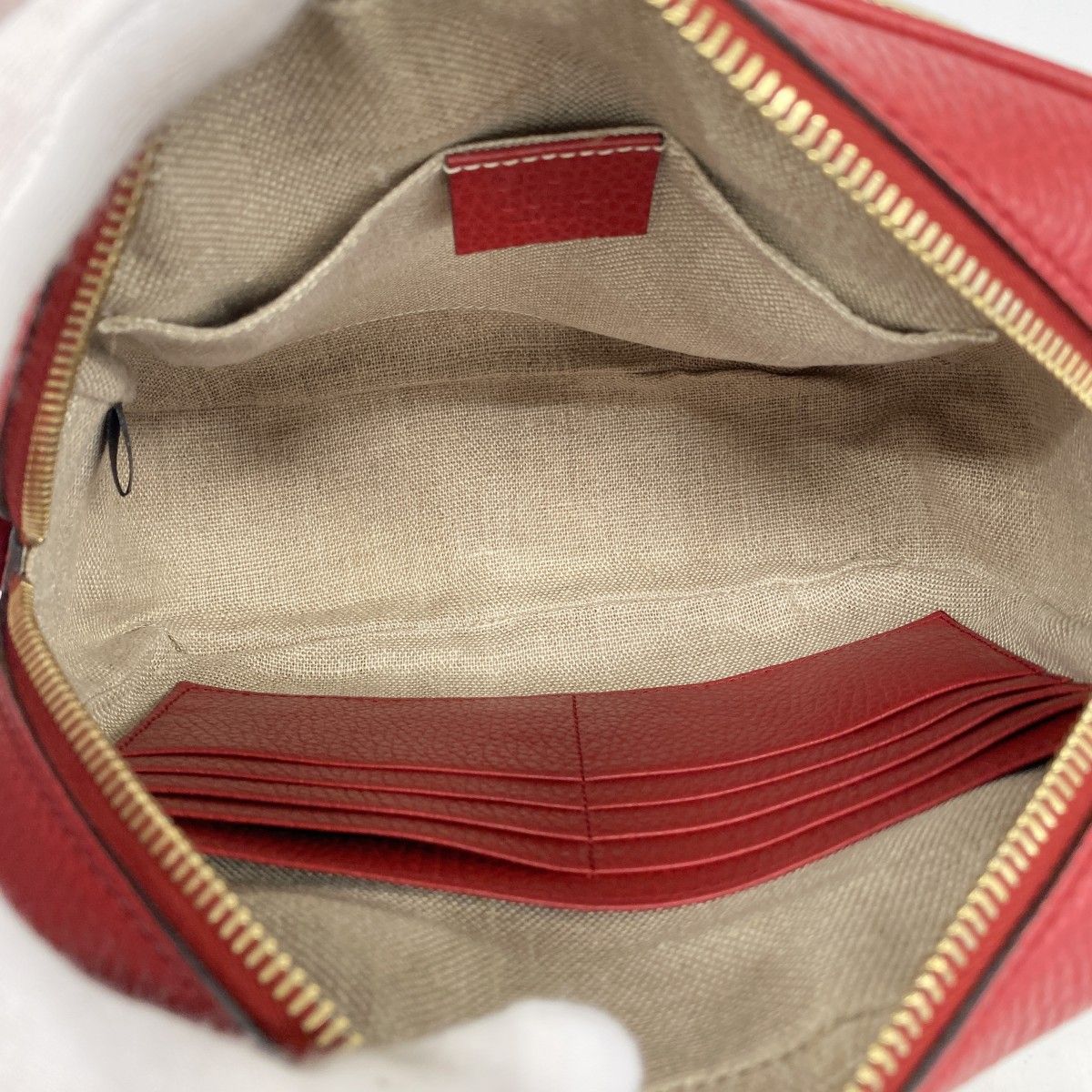 Gucci Shoulder Bag GG Canvas Beige Red Gold — view 4
