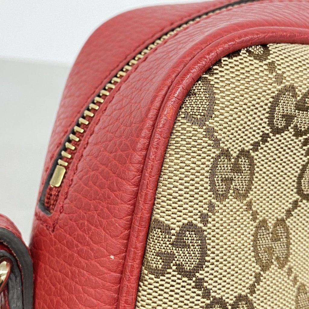 Gucci Shoulder Bag GG Canvas Beige Red Gold — view 7