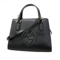Gucci Handbag Soho Leather Black Champagne Gold 2-Way