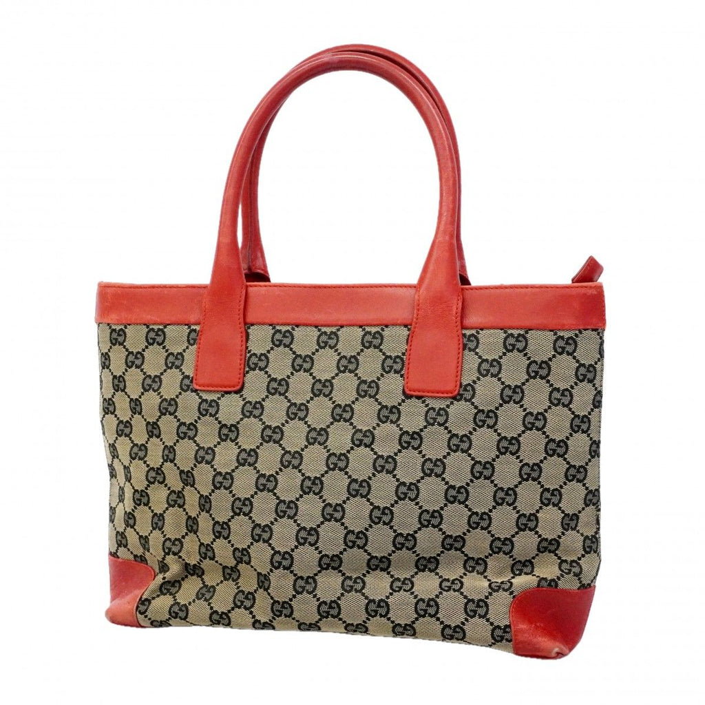 Gucci Tote GG Canvas 002 Black Red Gold