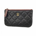 Chanel Coin Case Quilted Caviar Leather Black Gold