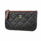 Chanel Coin Case Quilted Caviar Leather Black Gold