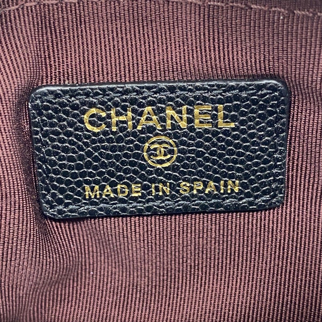 Chanel Coin Case Quilted Caviar Leather Black Gold — view 4