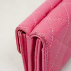 Chanel Trifold Wallet Quilted Caviar Leather Pink Gold — view 7