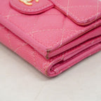 Chanel Trifold Wallet Quilted Caviar Leather Pink Gold — view 8