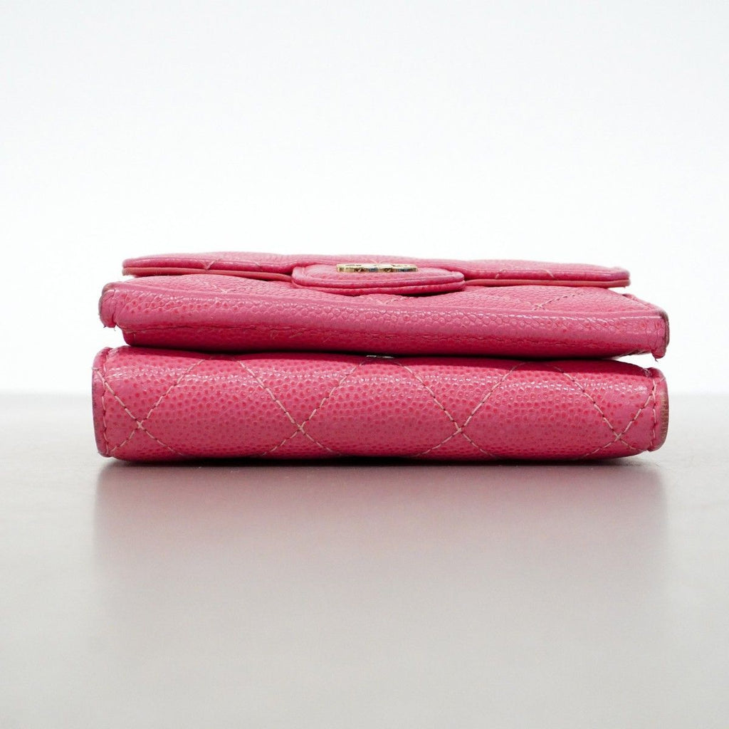 Chanel Trifold Wallet Quilted Caviar Leather Pink Gold — view 3
