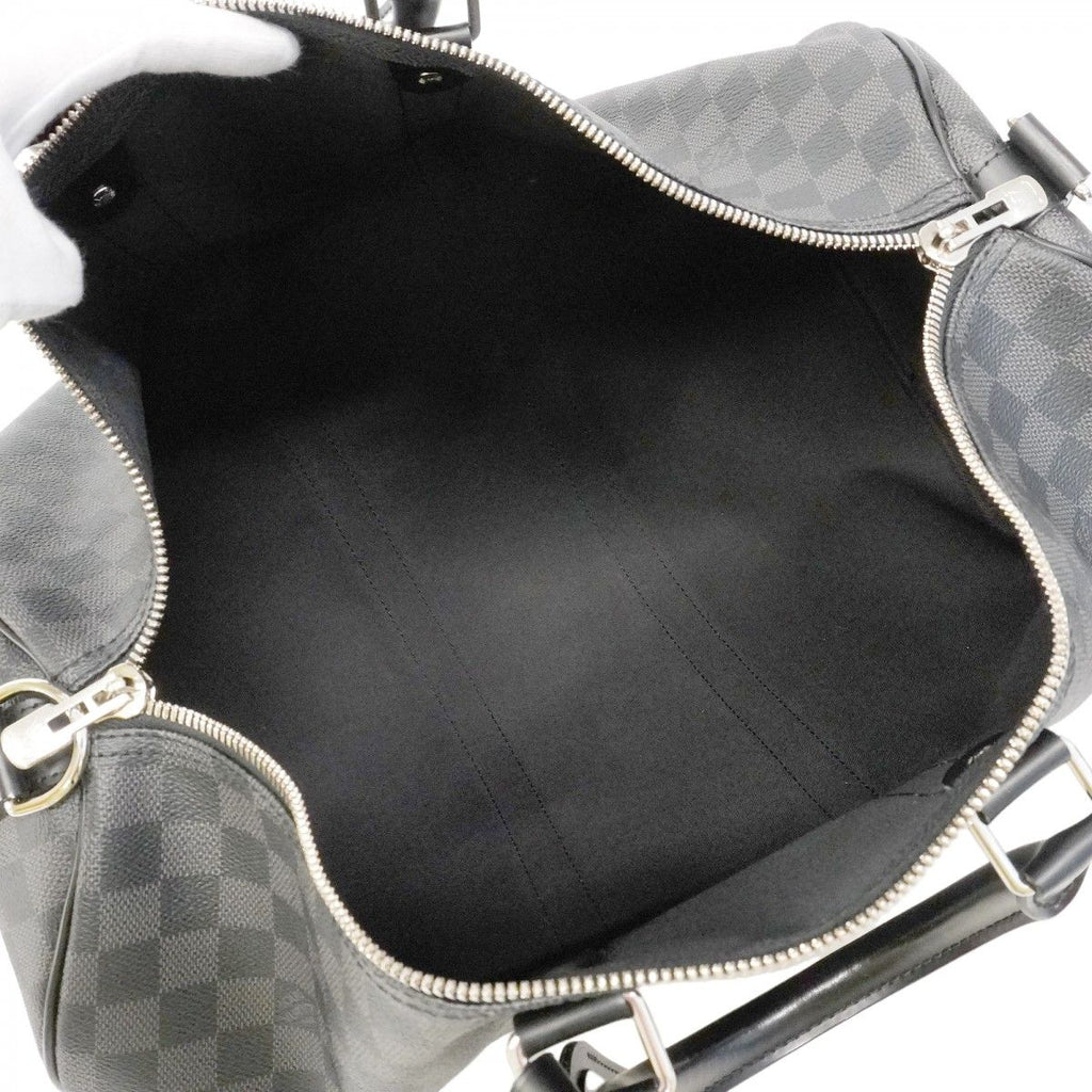 Louis Vuitton Boston Bag Damier Graphite Keepall Bandouliere 45 Black Gray — view 4