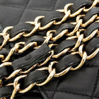 Chanel Shoulder Bag Quilted Lambskin Black Champagne Gold — view 8