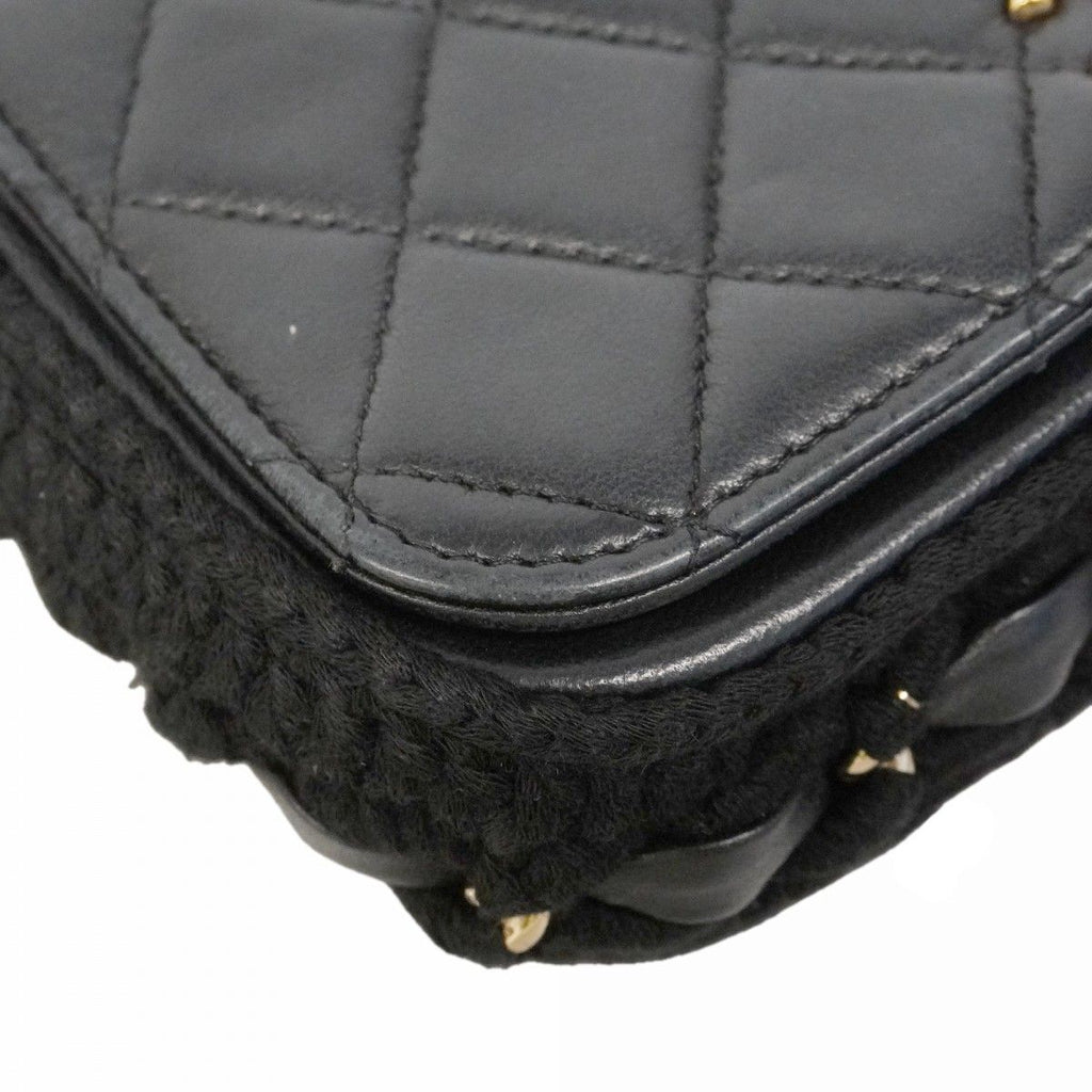 Chanel Shoulder Bag Quilted Lambskin Black Champagne Gold — view 6