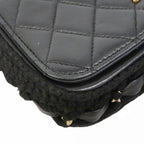 Chanel Shoulder Bag Quilted Lambskin Black Champagne Gold — view 6