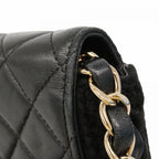 Chanel Shoulder Bag Quilted Lambskin Black Champagne Gold — view 7