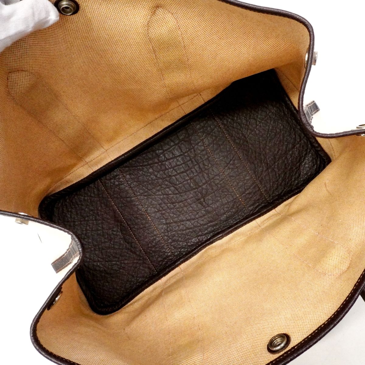 Hermes Tote Garden Party Toile Ash Brown Silver — view 4