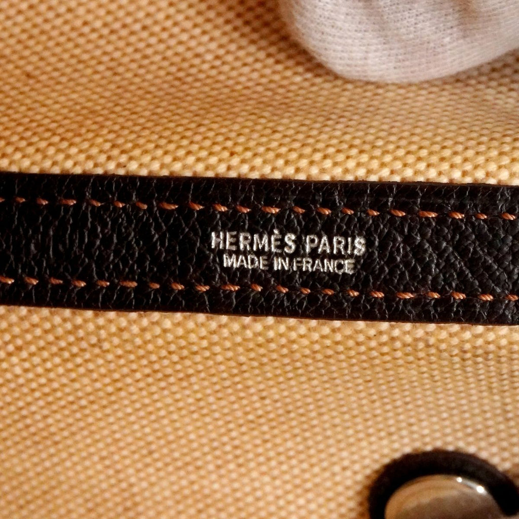 Hermes Tote Garden Party Toile Ash Brown Silver — view 5