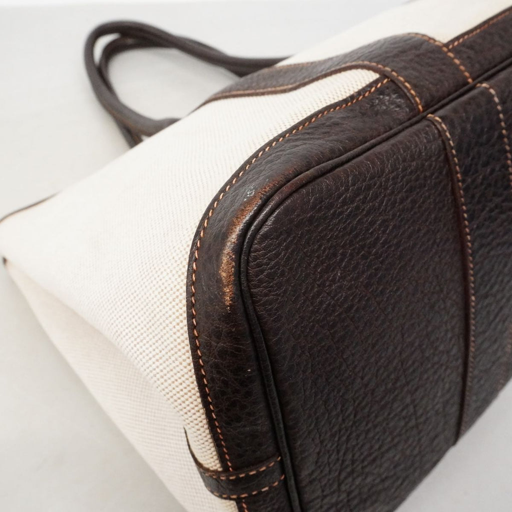 Hermes Tote Garden Party Toile Ash Brown Silver — view 6
