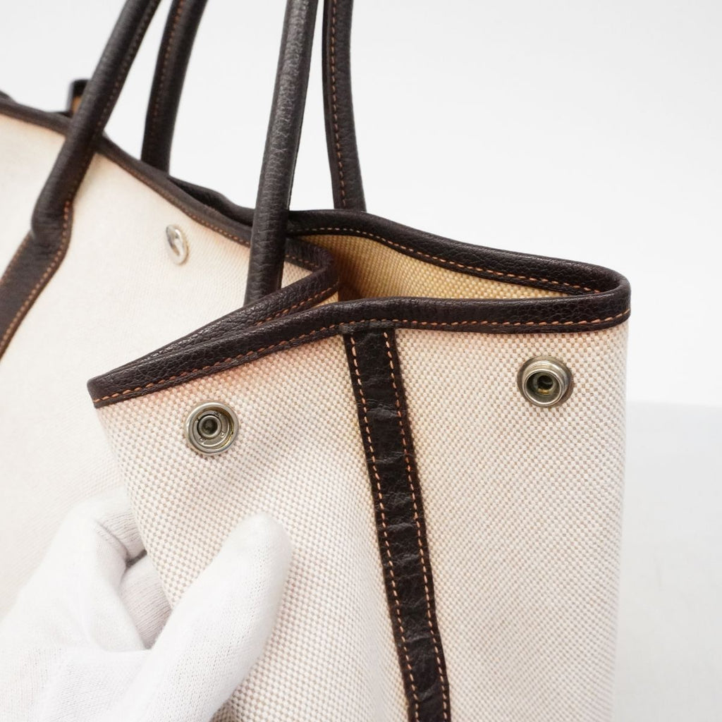 Hermes Tote Garden Party Toile Ash Brown Silver — view 9