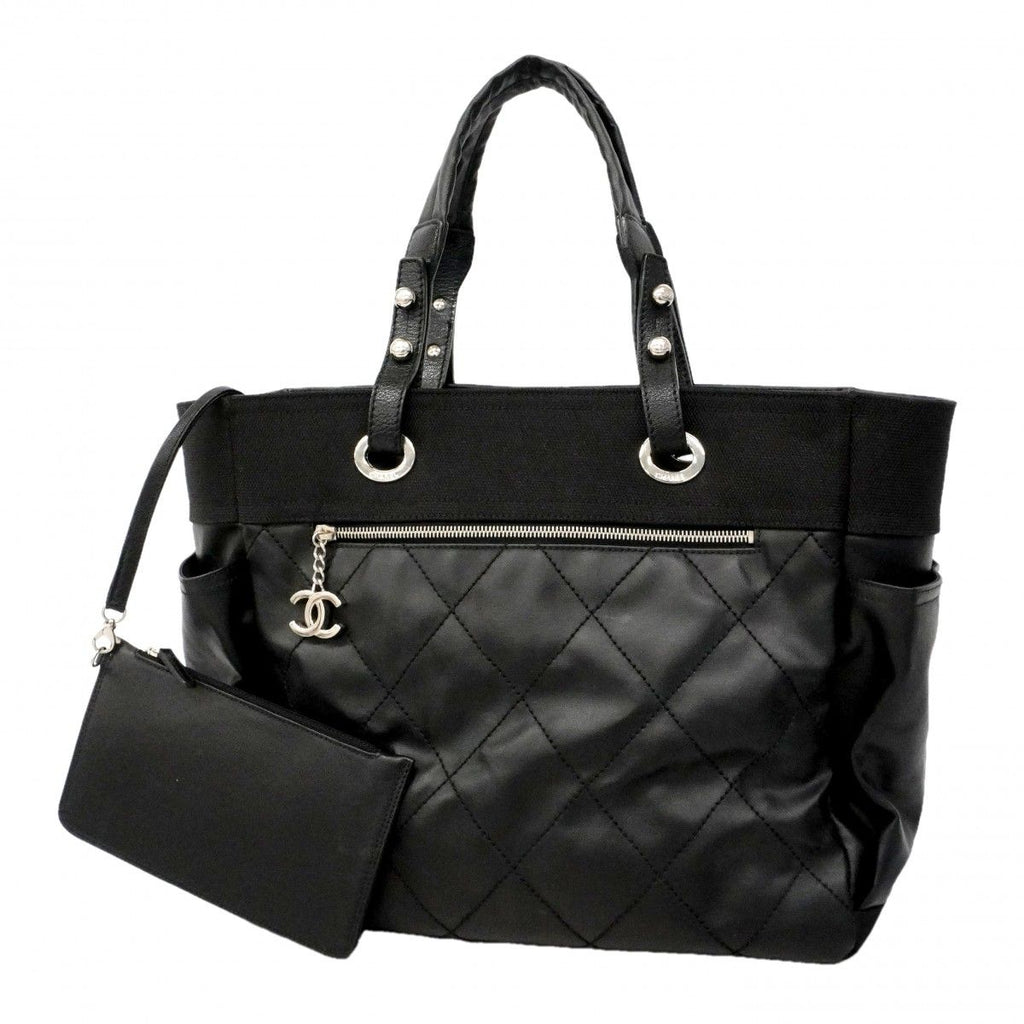 Chanel Tote Paris Biarritz Canvas Black Silver