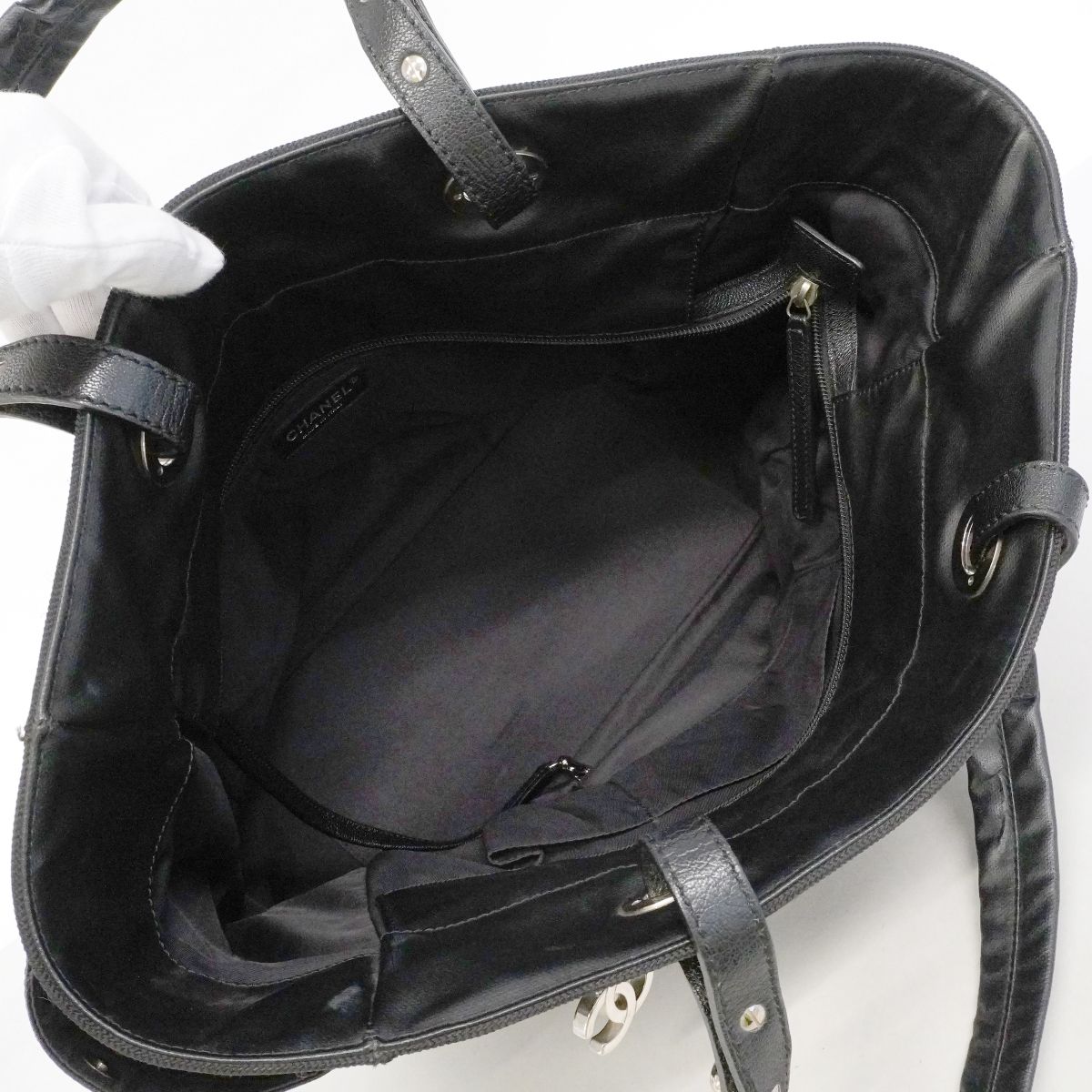 Chanel Tote Paris Biarritz Canvas Black Silver — view 4