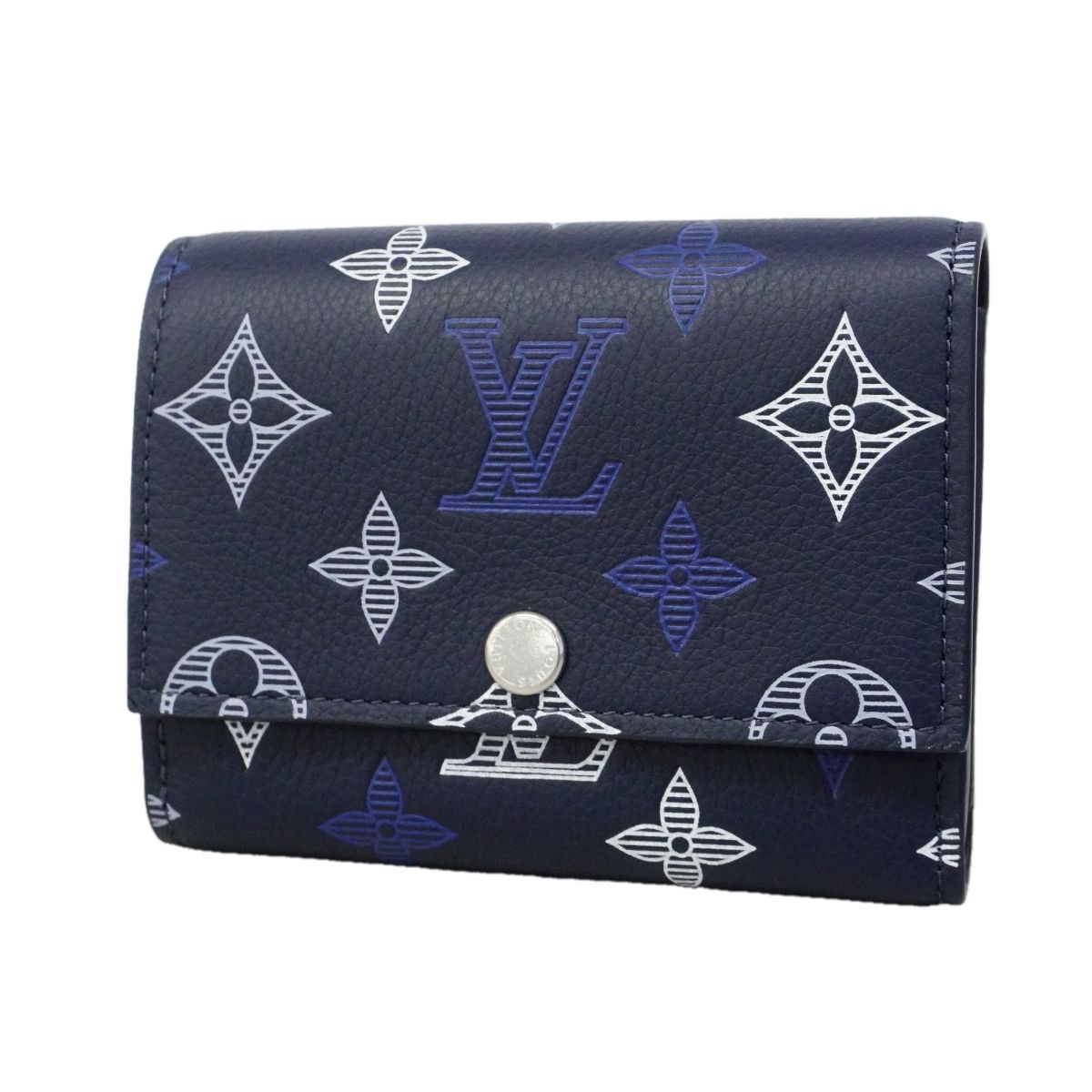 Louis Vuitton Trifold Wallet Monogram Shadow Victor Navy Blue