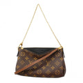 Louis Vuitton Handbag Monogram Pallas Clutch Brown Black 2-Way