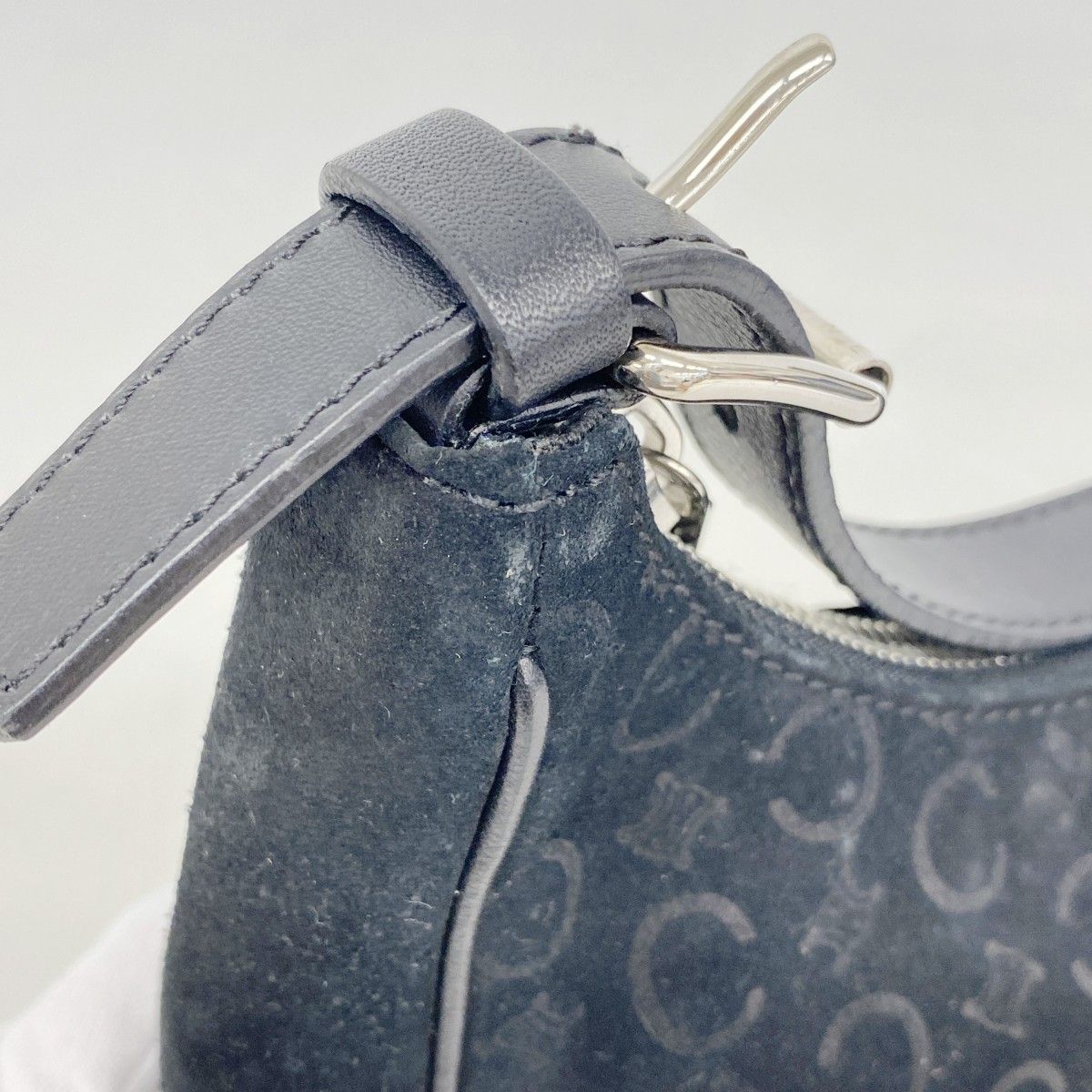 Celine Handbag C Macadam Suede Black Silver — view 6