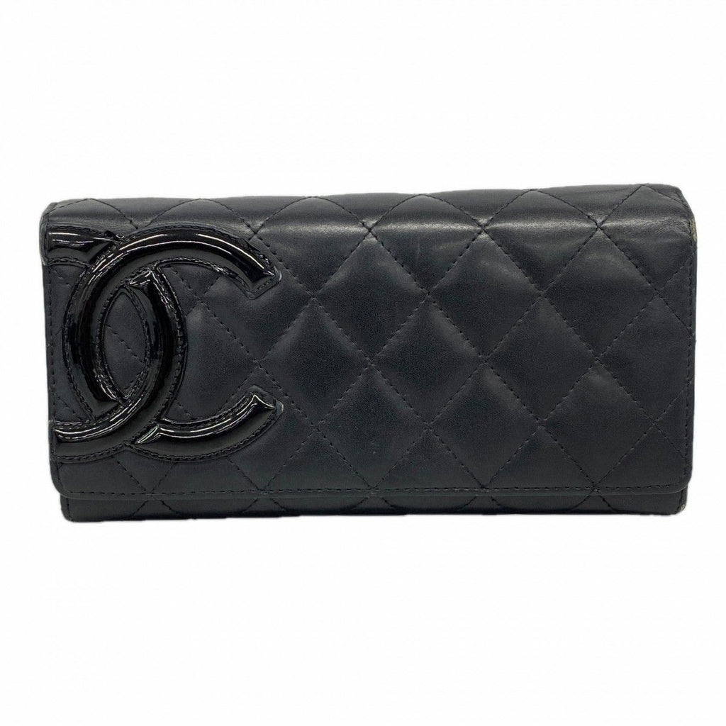 Chanel Wallet Cambon Lambskin Black Silver