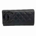 Chanel Wallet Cambon Lambskin Black Silver