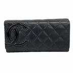 Chanel Wallet Cambon Lambskin Black Silver