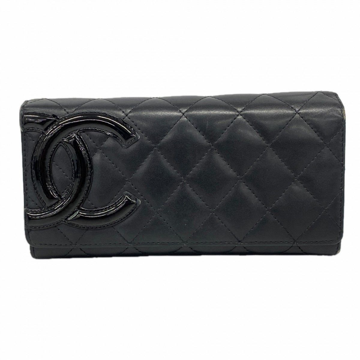 Chanel Wallet Cambon Lambskin Black Silver