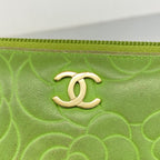 Chanel Wallet Camellia Lambskin Green Champagne Gold — view 8
