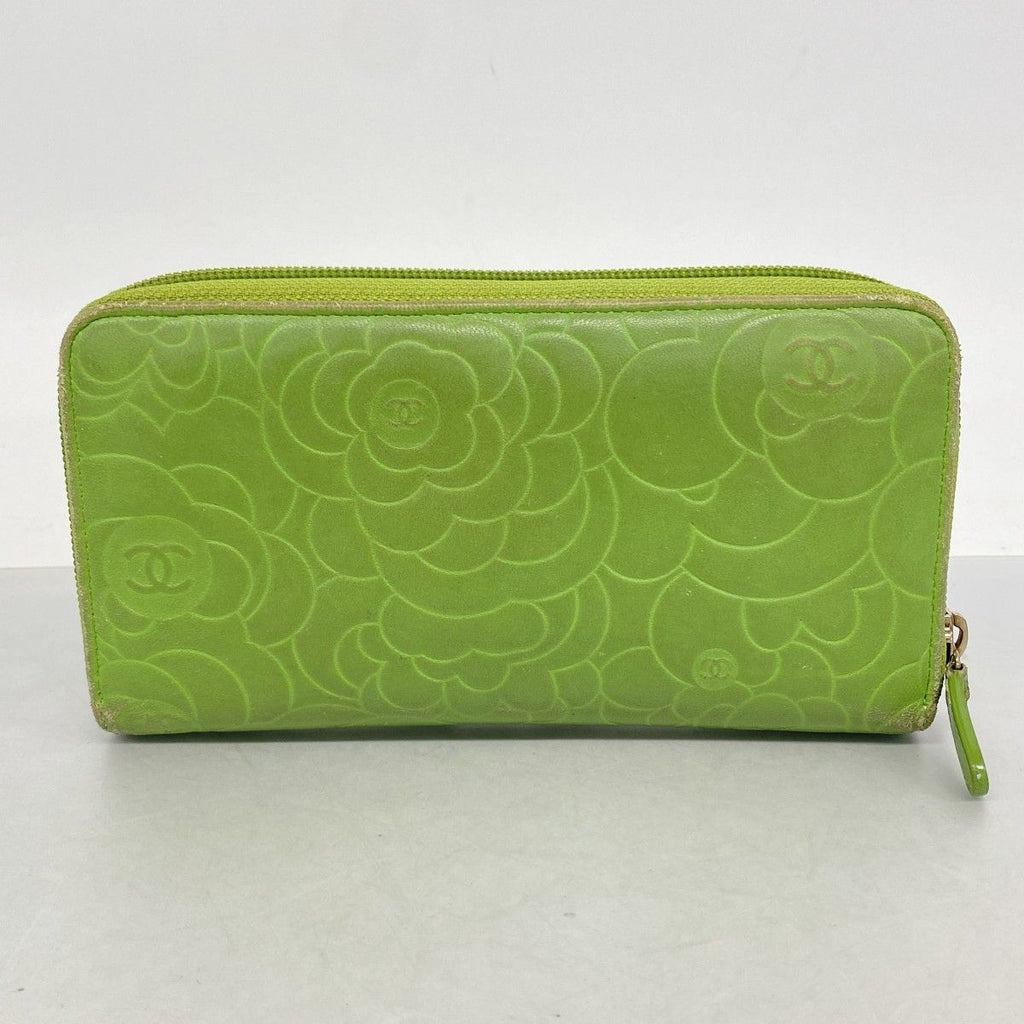 Chanel Wallet Camellia Lambskin Green Champagne Gold — view 9