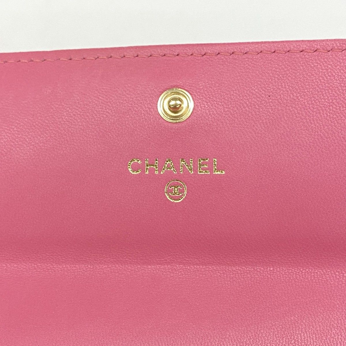 Chanel Wallet Camellia Lambskin Pink Champagne Gold — view 4