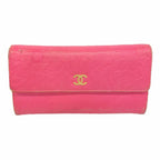Chanel Wallet Camellia Lambskin Pink Champagne Gold