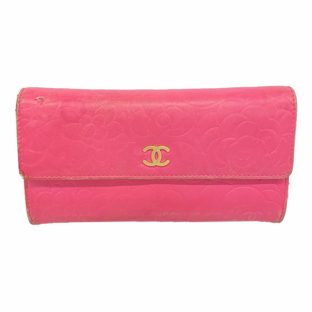 Chanel Wallet Camellia Lambskin Pink Champagne Gold