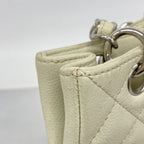 Chanel Chain Tote Quilted Caviar Leather Ivory Silver — view 7
