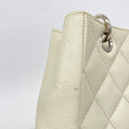Chanel Chain Tote Quilted Caviar Leather Ivory Silver — view 8