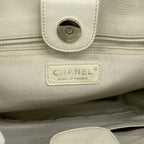 Chanel Chain Tote Quilted Caviar Leather Ivory Silver — view 5
