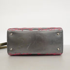 Dior Handbag Cannage Lady Leather Silver Pink 2-Way — view 3