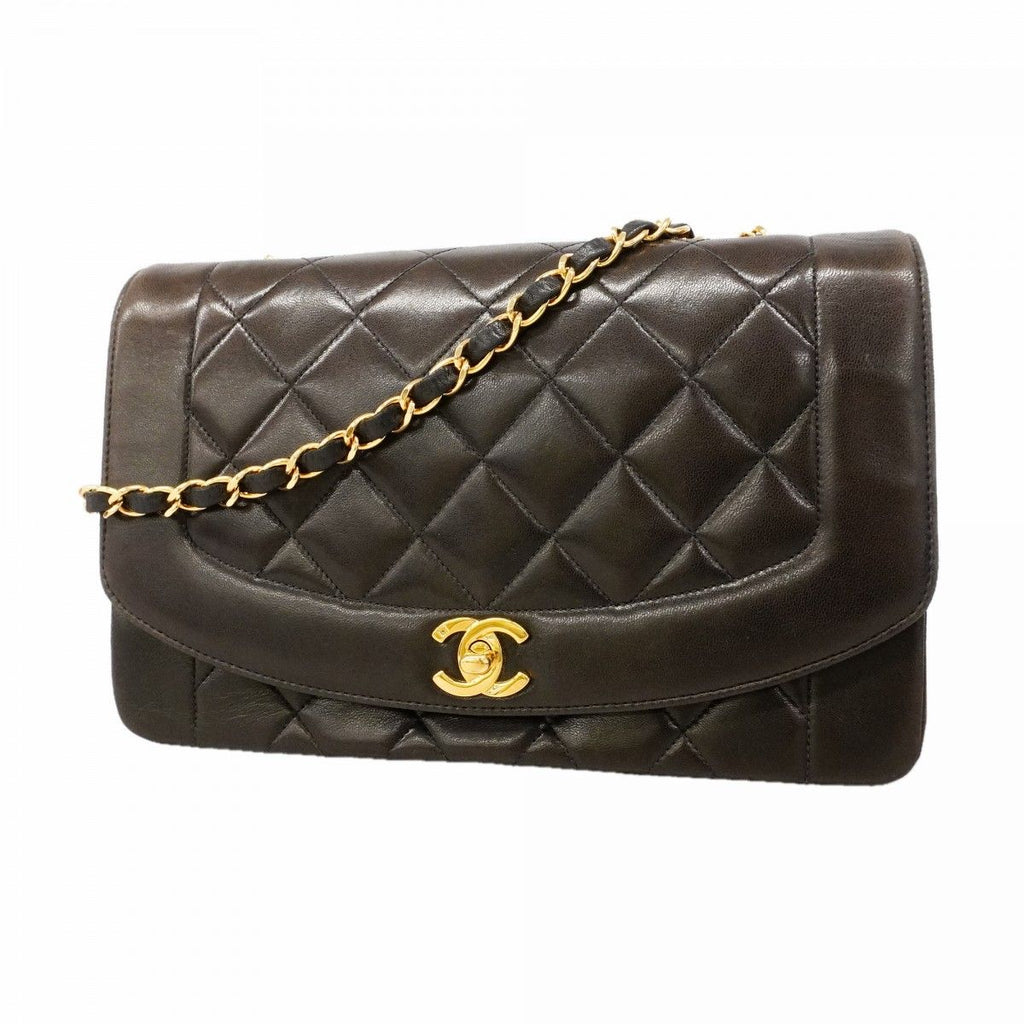 Chanel Shoulder Bag Diana Lambskin Black Gold