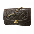 Chanel Shoulder Bag Diana Lambskin Black Gold