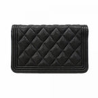 Chanel Shoulder Wallet Boy Caviar Leather Black Gold — view 8